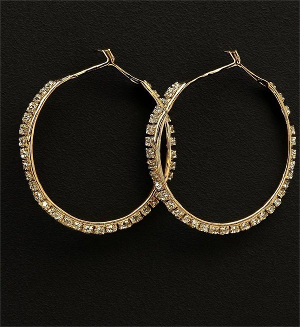 Gold-Plated Diamond Hoop Earrings